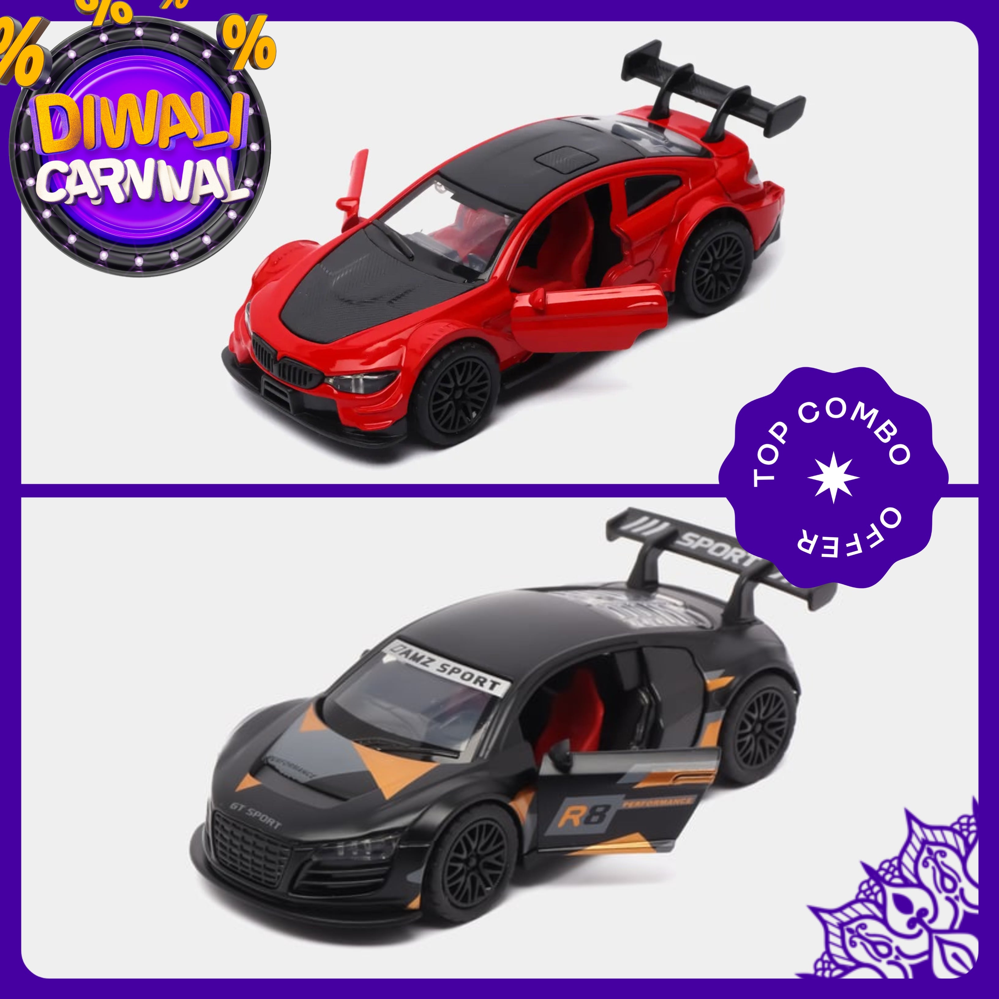 BMW M4 Sports RED + Audi R8 Sports black 1:36 scale DIWALI COMBO