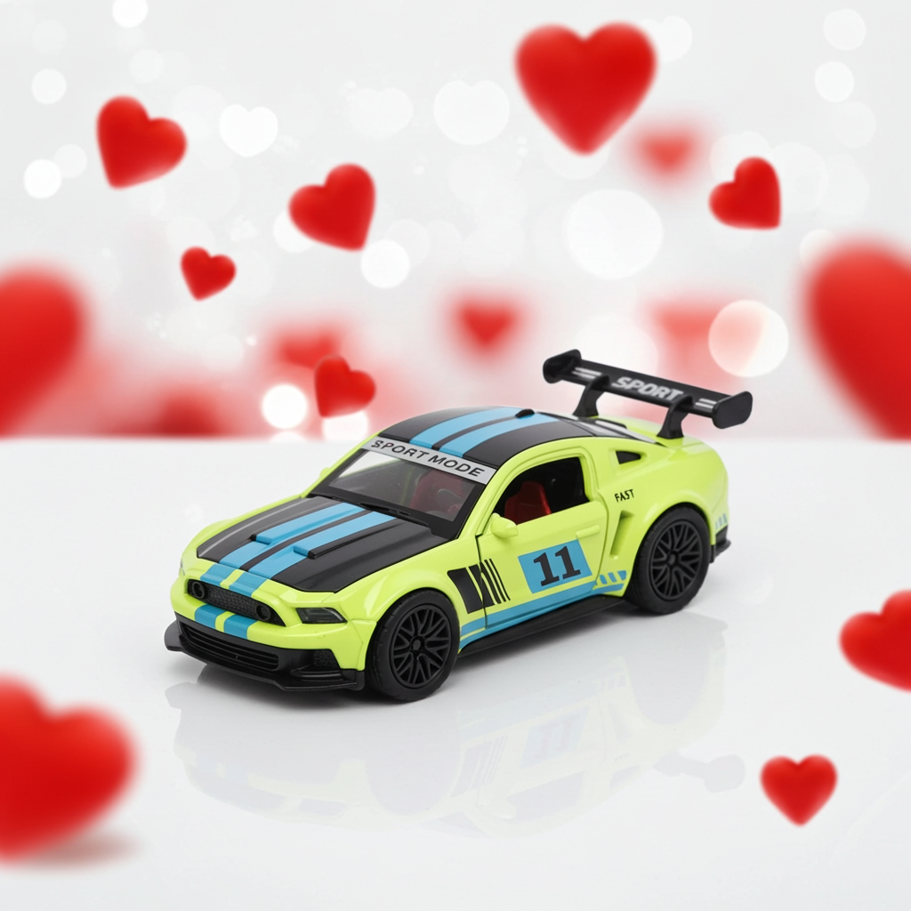 Mustang GT GREEN 1:36 Scale With Blue Print