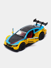 BMW M4 Sports Car Yellow and blue 1:36 Scale